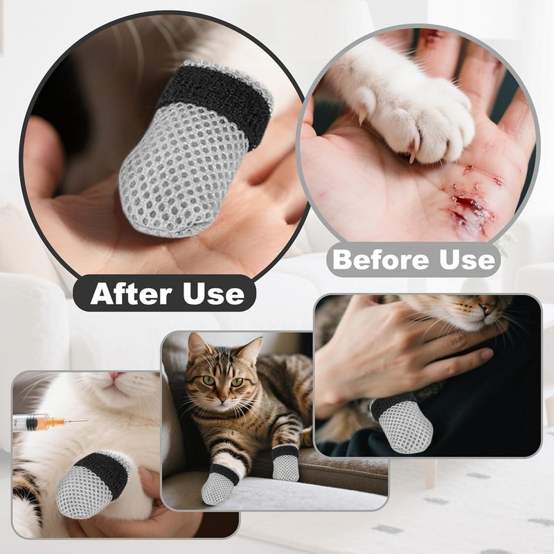 Civore Cat Booties Anti Scratch Mittens,4 PCS cat Claw Covers,Mesh Breathable Cat Shoes,Adjustable Cats Anti Scratch Gloves,Suitable for Cats When Bathing and Nail Trimming（Size L） - Image 4